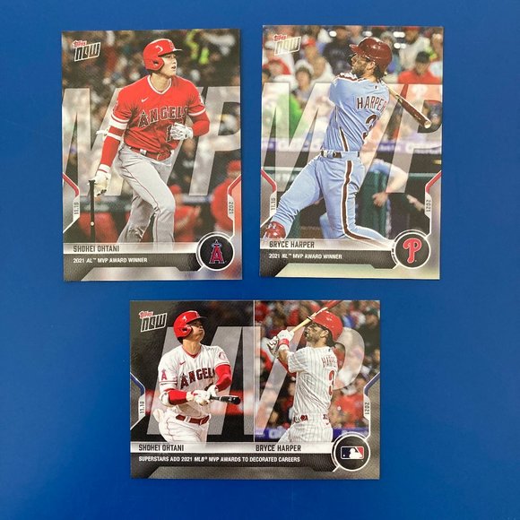 Topps Other - Topps Now, 2021 Shohei Ohtani & Bryce Harper MVP Baseball Card Lot, Set of 3